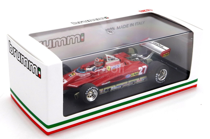 Brumm Ferrari F1  126c2 N 27 Brazilian Gp 1982 Gilles Villeneuve - With Driver Figure 1:43 Red
