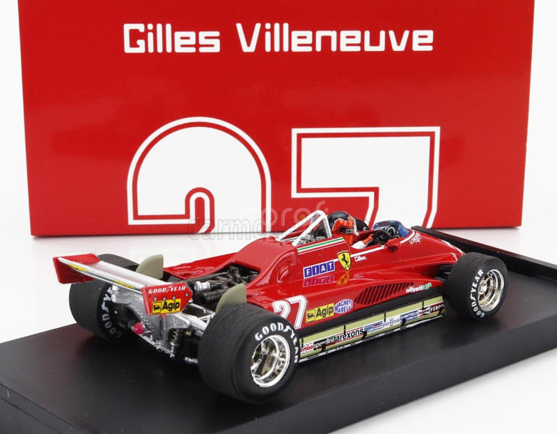 Brumm Ferrari F1  126c2 N 27 Brazilian Gp 1982 Gilles Villeneuve - With Driver Figure 1:43 Red