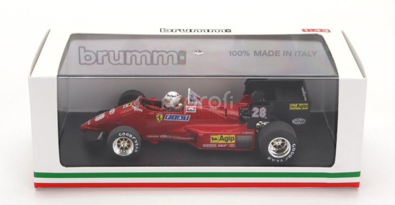 Brumm Ferrari F1  126c4 N 28 Belgium Gp 1984 Rene Arnoux - With Driver Figure 1:43 Červená Černá
