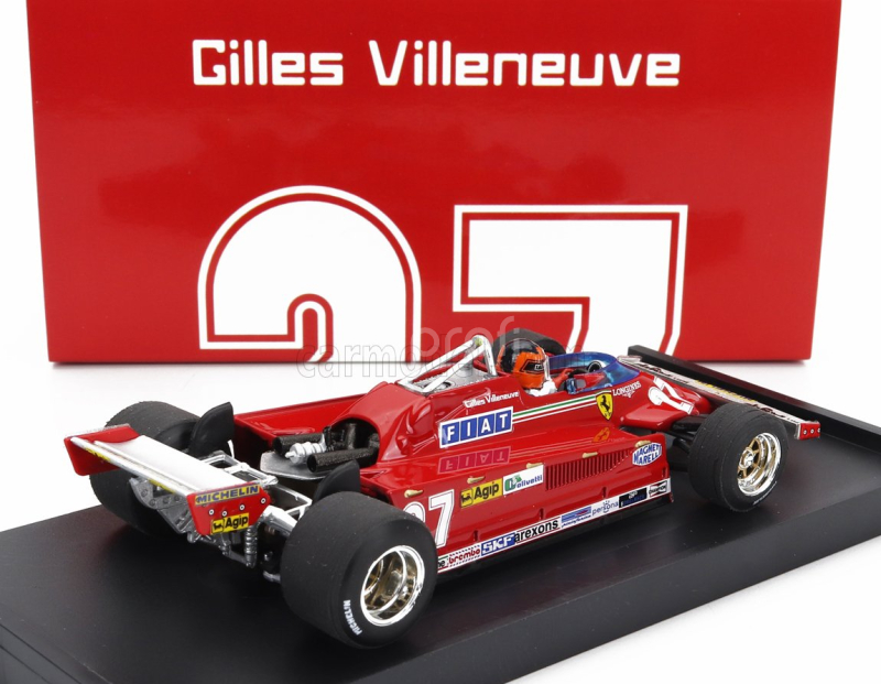 Brumm Ferrari F1  126ck Turbo N 27 Italy Gp 1981 Gilles Villeneuve - With Driver Figure 1:43 Red
