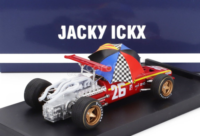 Brumm Ferrari F1  312 N 26 Winner France Gp 1968 Jacky Ickx - With Pilot Figure And Umbrella 1:43 Červená Bílá