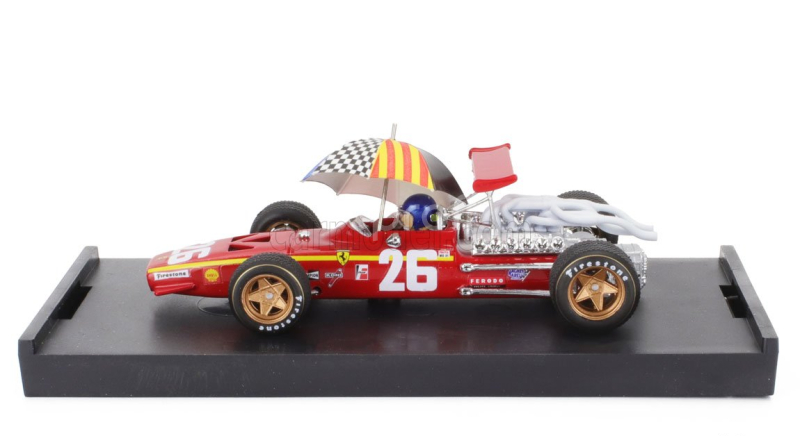 Brumm Ferrari F1  312 N 26 Winner France Gp 1968 Jacky Ickx - With Pilot Figure And Umbrella 1:43 Červená Bílá
