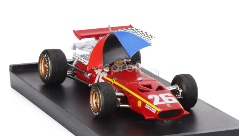 Brumm Ferrari F1  312 N 26 Winner France Gp 1968 Jacky Ickx - With Pilot Figure And Umbrella 1:43 Červená Bílá