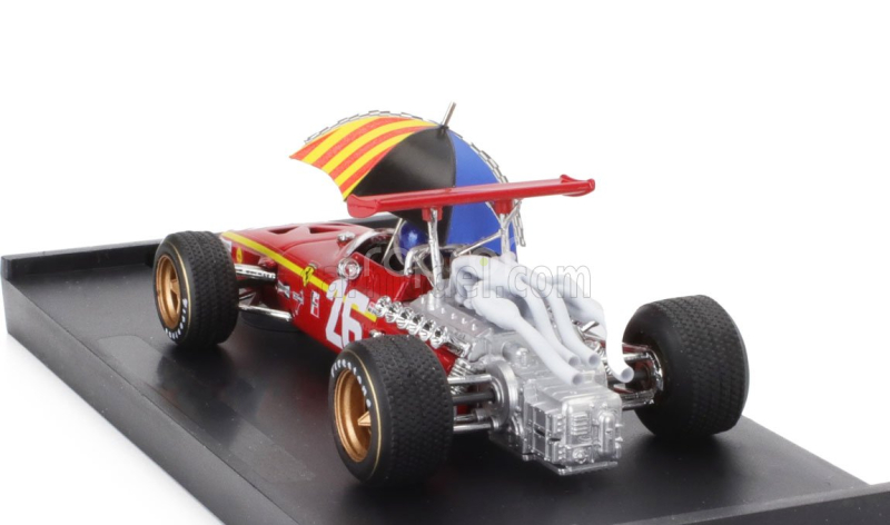 Brumm Ferrari F1  312 N 26 Winner France Gp 1968 Jacky Ickx - With Pilot Figure And Umbrella 1:43 Červená Bílá