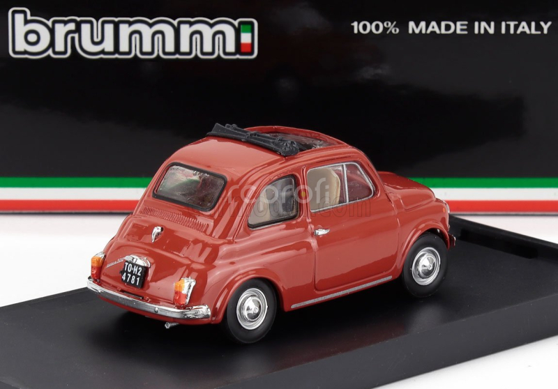 Brumm Fiat 500f Tetto Aperto - Open 1965 1:43 Rosso Corallo Chiaro - Červená