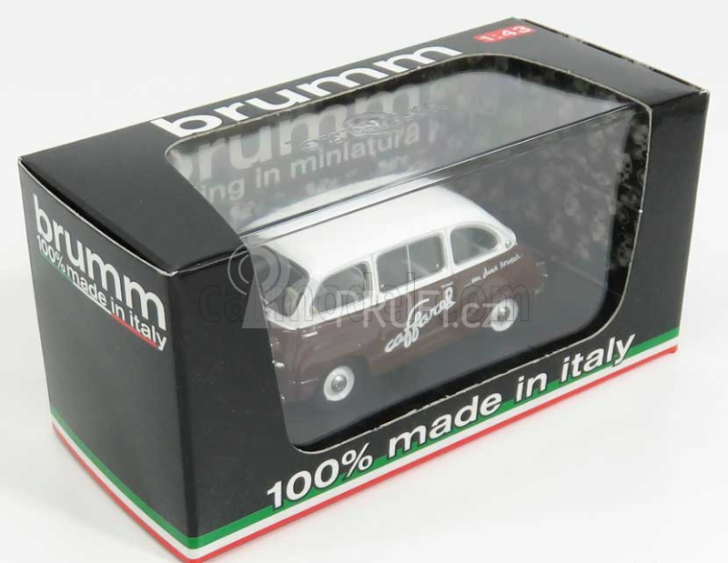 Brumm Fiat 600 Multipla Veicolo Commerciale Caffarel 1956 1:43 Bílá Hnědá