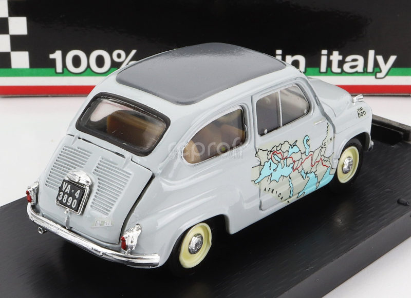 Brumm Fiat 600 Rally Raid Roma-calcutta 1955 13.260km In 11 Giorni - 11 Days 1:43 Grey