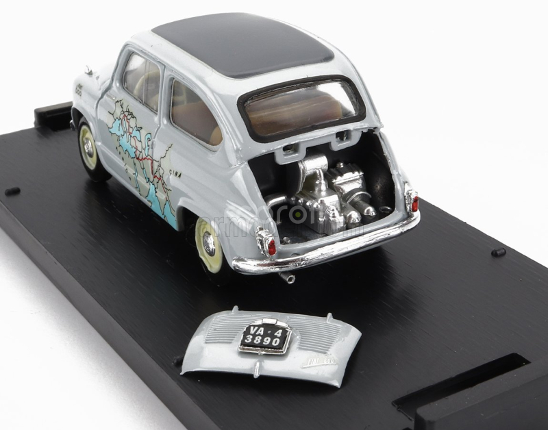 Brumm Fiat 600 Rally Raid Roma-calcutta 1955 13.260km In 11 Giorni - 11 Days 1:43 Grey