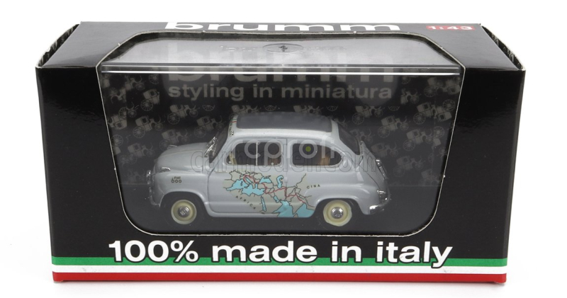 Brumm Fiat 600 Rally Raid Roma-calcutta 1955 13.260km In 11 Giorni - 11 Days 1:43 Grey