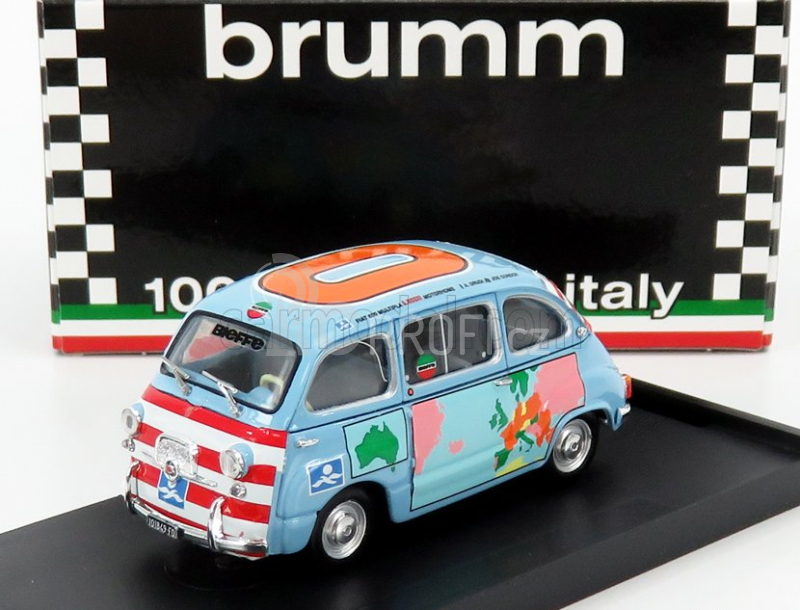 Brumm Fiat 600d Multipla - Graziano Rossi Motorhome 1960 1:43 Světle Modrá