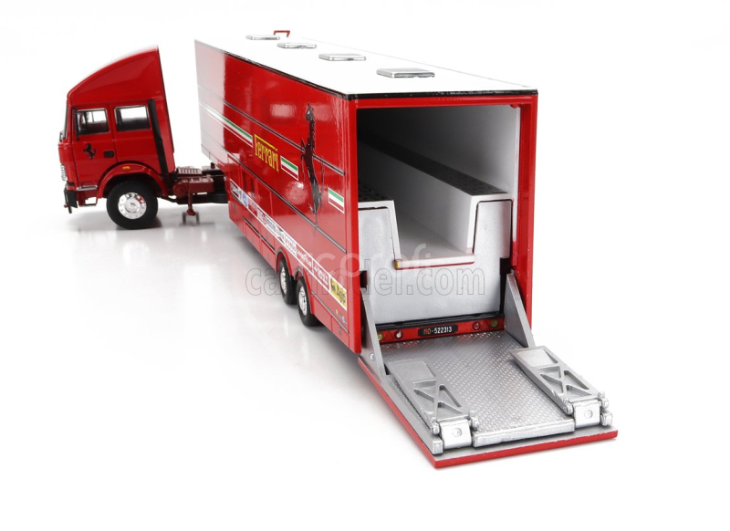 Brumm Iveco fiat Fiat Iveco 190 Truck Car Transporter Monaco Gp 1984 With 2x F1 Ferrari 126ck Turbo N 27 Michele Alboreto - N 28 Rene Arnoux + Figures And Accessories 1:43 Red