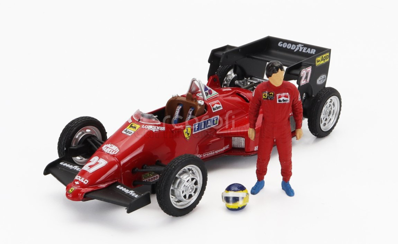 Brumm Iveco fiat Fiat Iveco 190 Truck Car Transporter Monaco Gp 1984 With 2x F1 Ferrari 126ck Turbo N 27 Michele Alboreto - N 28 Rene Arnoux + Figures And Accessories 1:43 Red