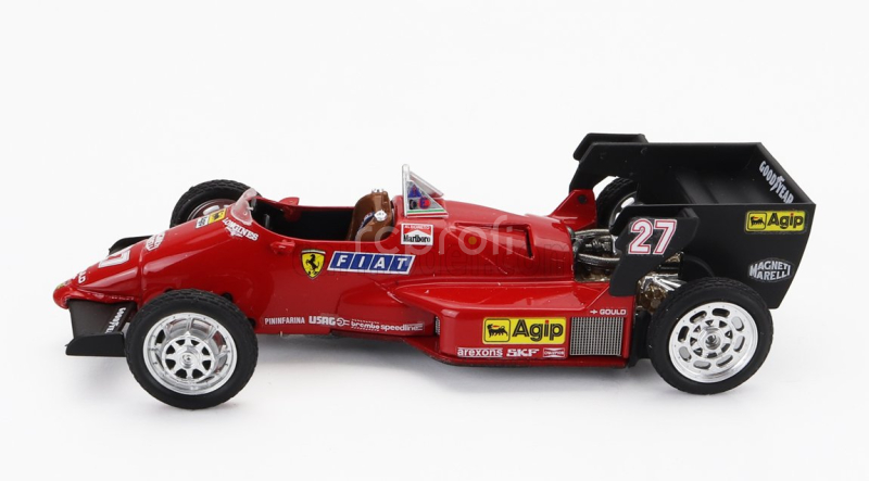 Brumm Iveco fiat Fiat Iveco 190 Truck Car Transporter Monaco Gp 1984 With 2x F1 Ferrari 126ck Turbo N 27 Michele Alboreto - N 28 Rene Arnoux + Figures And Accessories 1:43 Red