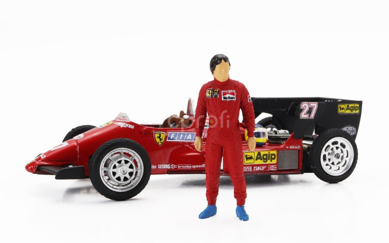 Brumm Iveco fiat Fiat Iveco 190 Truck Car Transporter Monaco Gp 1984 With 2x F1 Ferrari 126ck Turbo N 27 Michele Alboreto - N 28 Rene Arnoux + Figures And Accessories 1:43 Red