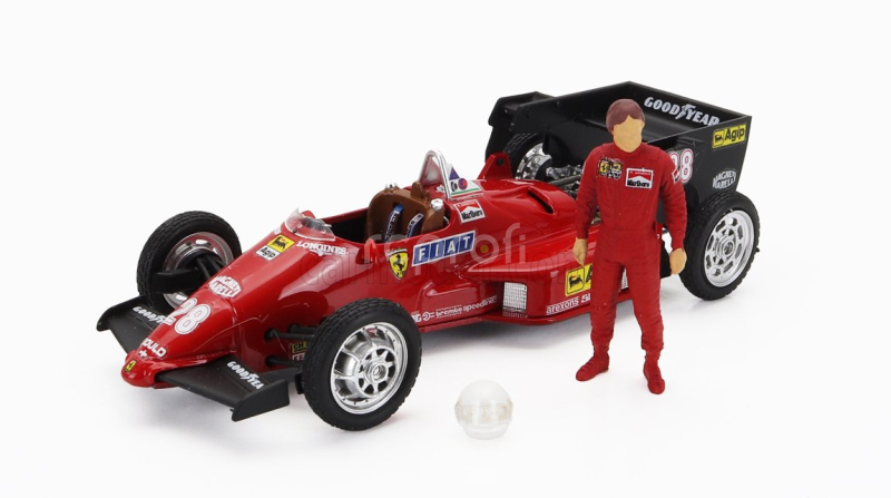 Brumm Iveco fiat Fiat Iveco 190 Truck Car Transporter Monaco Gp 1984 With 2x F1 Ferrari 126ck Turbo N 27 Michele Alboreto - N 28 Rene Arnoux + Figures And Accessories 1:43 Red