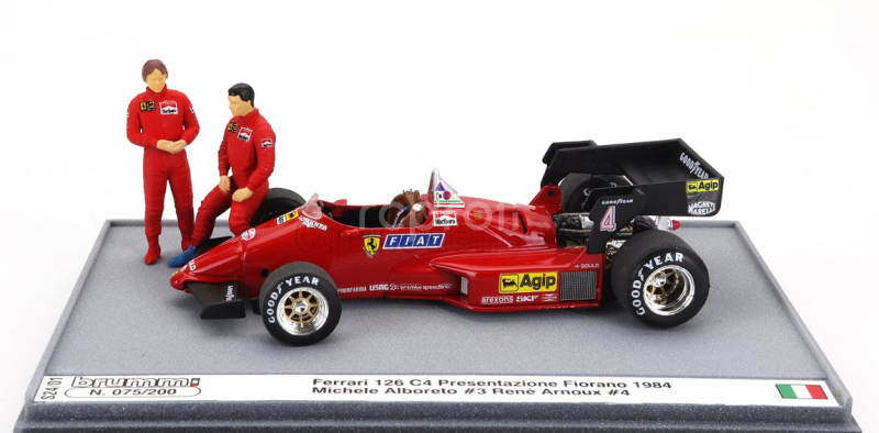 Brumm prom Ferrari F1 126c4 N 0 Presentazione Fiorano Season 1984 With Michele Alboreto And Rene Arnoux Driver Figures 1:43 Červená Černá