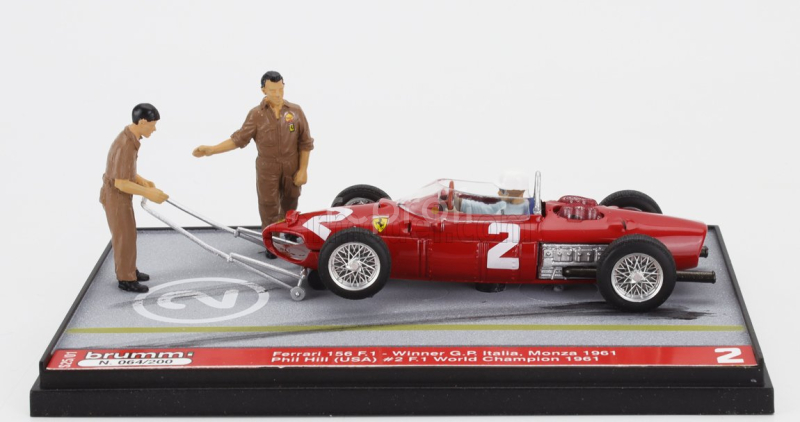 Brumm prom Ferrari F1  Diorama 156 N 2 World Champion Winner Italy Monza Gp With Figures 1961 Phil Hill 1:43 Red
