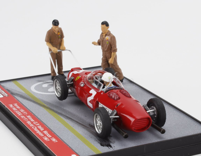 Brumm prom Ferrari F1  Diorama 156 N 2 World Champion Winner Italy Monza Gp With Figures 1961 Phil Hill 1:43 Red