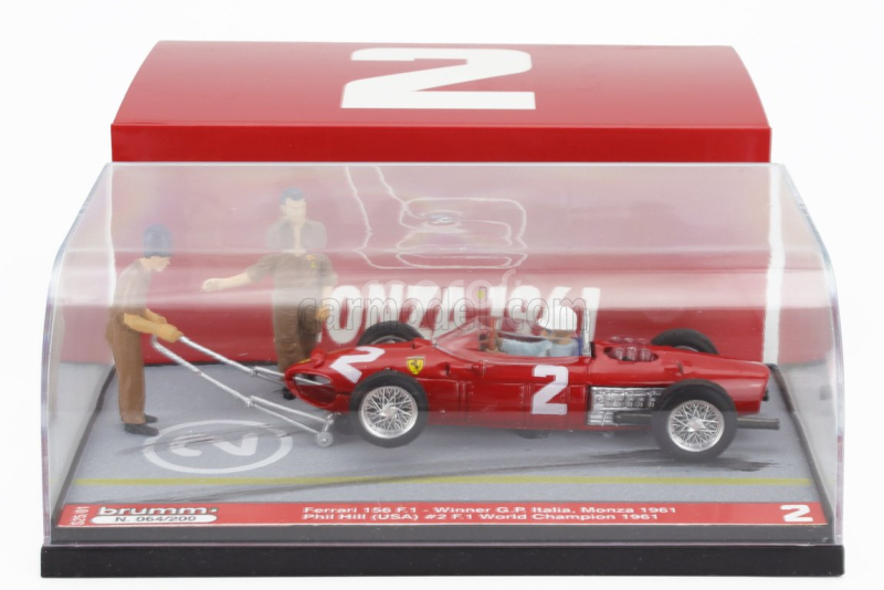 Brumm prom Ferrari F1  Diorama 156 N 2 World Champion Winner Italy Monza Gp With Figures 1961 Phil Hill 1:43 Red
