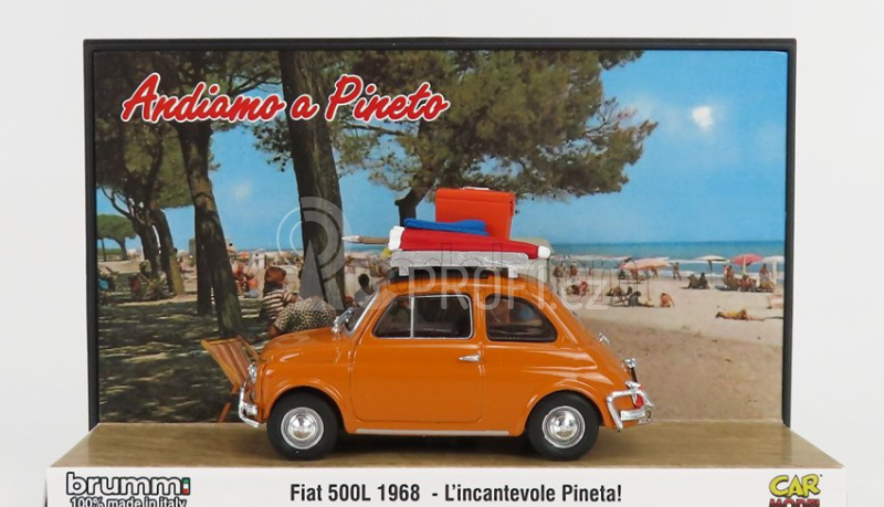 Brumm prom Fiat 500l 1968 - Tutti Al Mare - L'incantevole Pineta 1:43, žlutá