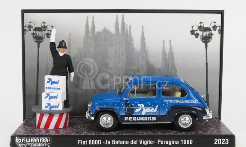 Brumm prom Fiat 600d Baci Perugina 1960 - La Befana Del Vigile 1:43 Modrá Černá