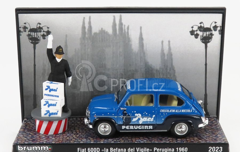Brumm prom Fiat 600d Baci Perugina 1960 - La Befana Del Vigile 1:43 Modrá Černá