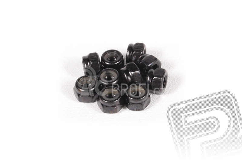 Černé nylon matky samojistné 4mm (10 ks.)