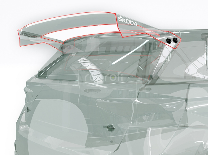Čiré náhradní křídlo pro ŠKODA Fabia RS Rally2 1/10, extra tvrdé 1,5 mm