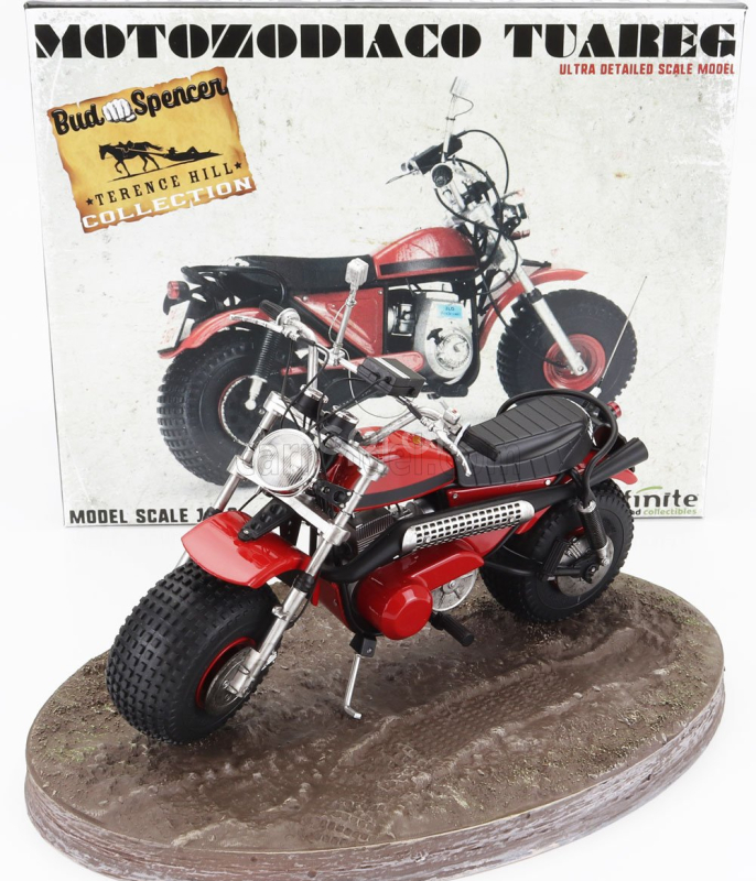 Clc-models Motozodiaco Tuareg 1972 With Bud Spencer Action Figure - From Movie - Altrimenti Ci Arrabbiamo - Tv Series -  - Motorcycle 1:12 Red