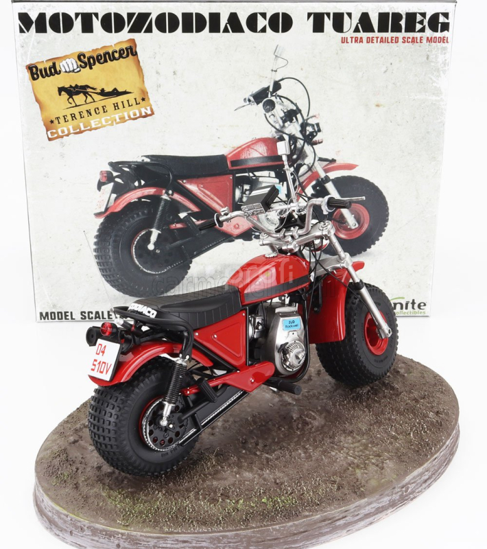 Clc-models Motozodiaco Tuareg 1972 With Bud Spencer Action Figure - From Movie - Altrimenti Ci Arrabbiamo - Tv Series -  - Motorcycle 1:12 Red