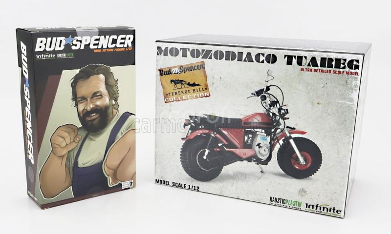 Clc-models Motozodiaco Tuareg 1972 With Bud Spencer Action Figure - From Movie - Altrimenti Ci Arrabbiamo - Tv Series -  - Motorcycle 1:12 Red