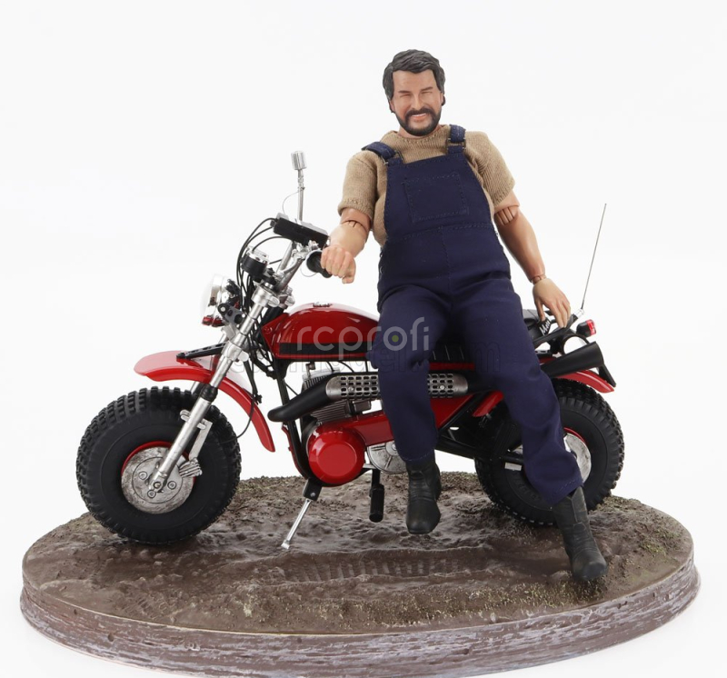Clc-models Motozodiaco Tuareg 1972 With Bud Spencer Action Figure - From Movie - Altrimenti Ci Arrabbiamo - Tv Series -  - Motorcycle 1:12 Red