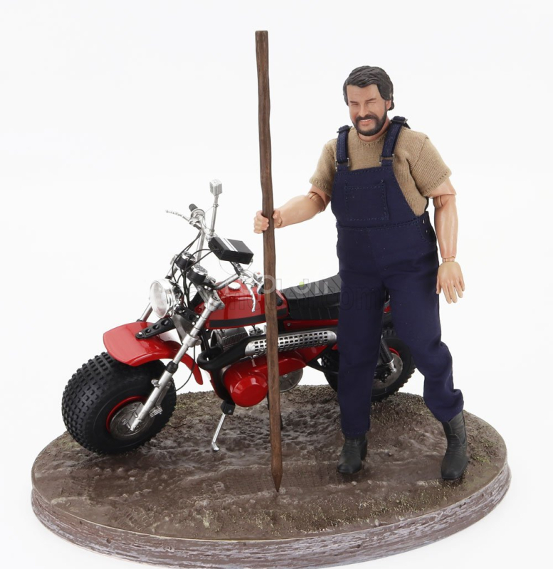 Clc-models Motozodiaco Tuareg 1972 With Bud Spencer Action Figure - From Movie - Altrimenti Ci Arrabbiamo - Tv Series -  - Motorcycle 1:12 Red