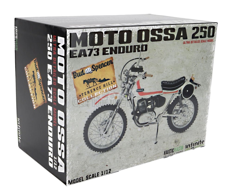 Clc-models Ossa 250 Ae73 Enduro 1973 With Terence Hill Small Action Figure - From Movie - Altrimenti Ci Arrabbiamo - Tv Series - Motorcycle 1:12 Bílá