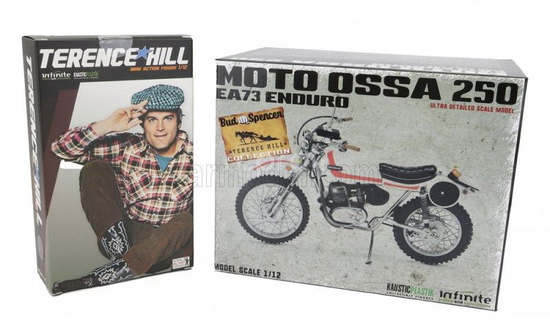 Clc-models Ossa 250 Ae73 Enduro 1973 With Terence Hill Small Action Figure - From Movie - Altrimenti Ci Arrabbiamo - Tv Series - Motorcycle 1:12 Bílá