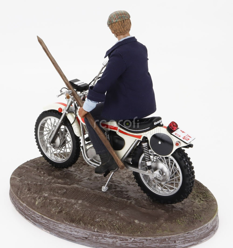 Clc-models Ossa 250 Ae73 Enduro 1973 With Terence Hill Small Action Figure - From Movie - Altrimenti Ci Arrabbiamo - Tv Series - Motorcycle 1:12 Bílá