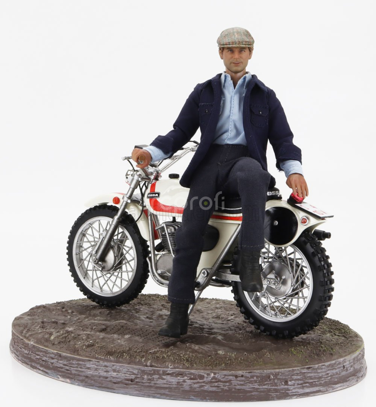Clc-models Ossa 250 Ae73 Enduro 1973 With Terence Hill Small Action Figure - From Movie - Altrimenti Ci Arrabbiamo - Tv Series - Motorcycle 1:12 Bílá
