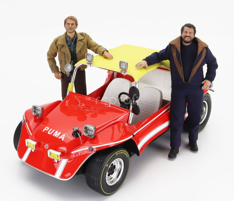 Clc-models Puma Dune Buggy 1972 - With Bud Spencer And Terence Hill Action Figures - Tv Series - Altrimenti Ci Arrabbiamo 1:12 Červená Žlutá