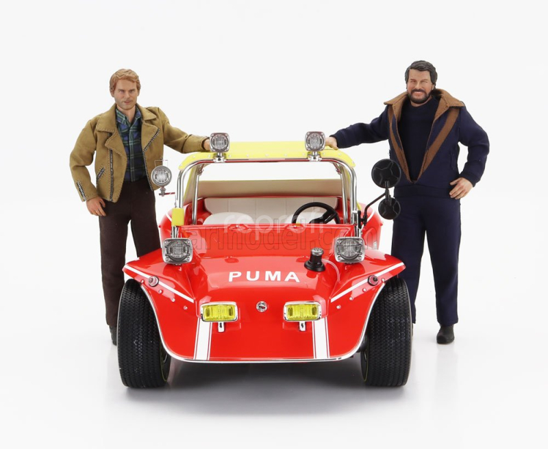 Clc-models Puma Dune Buggy 1972 - With Bud Spencer And Terence Hill Action Figures - Tv Series - Altrimenti Ci Arrabbiamo 1:12 Červená Žlutá