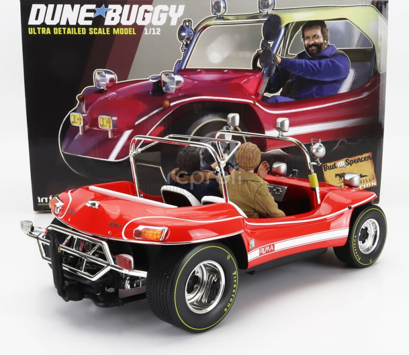 Clc-models Puma Dune Buggy 1972 - With Bud Spencer And Terence Hill Action Figures - Tv Series - Altrimenti Ci Arrabbiamo 1:12 Červená Žlutá