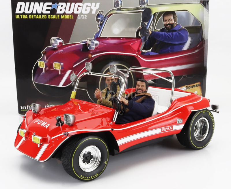 Clc-models Puma Dune Buggy 1972 - With Bud Spencer And Terence Hill Action Figures - Tv Series - Altrimenti Ci Arrabbiamo 1:12 Červená Žlutá