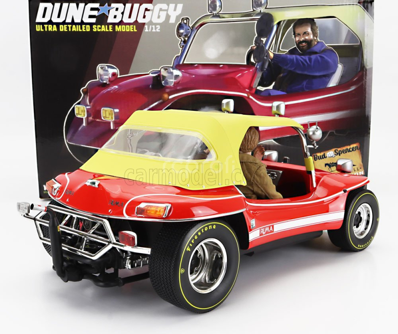 Clc-models Puma Dune Buggy 1972 - With Bud Spencer And Terence Hill Action Figures - Tv Series - Altrimenti Ci Arrabbiamo 1:12 Červená Žlutá