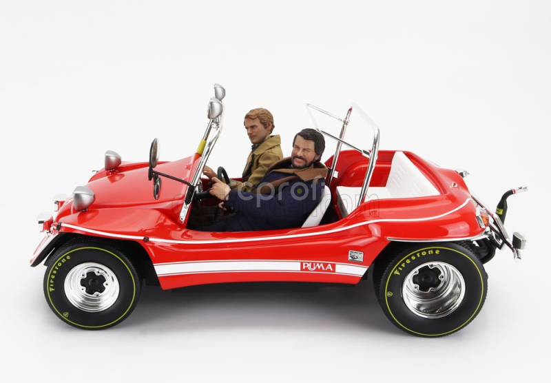 Clc-models Puma Dune Buggy 1972 - With Bud Spencer And Terence Hill Action Figures - Tv Series - Altrimenti Ci Arrabbiamo 1:12 Červená Žlutá