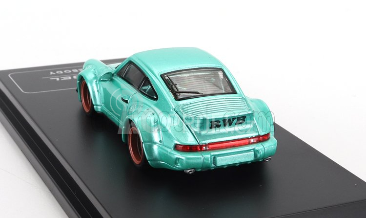 Cm-models Porsche 911 964 Rwb Rauh-welt Coupe With Racing Set Wheels And Wing 1987 1:64 Světle Zelená