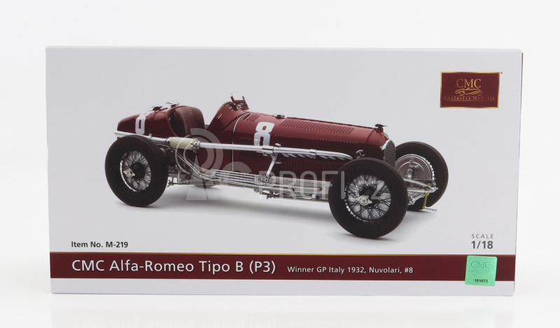 Cmc Alfa romeo F1  P3 N 8 Winner Italy Gp 1932 Tazio Nuvolari 1:18 Red