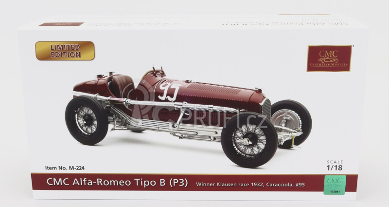 Cmc Alfa romeo F1 P3 N 95 Winner Klausenrennen Gp 1932 Rudolf Caracciola 1:18 Red