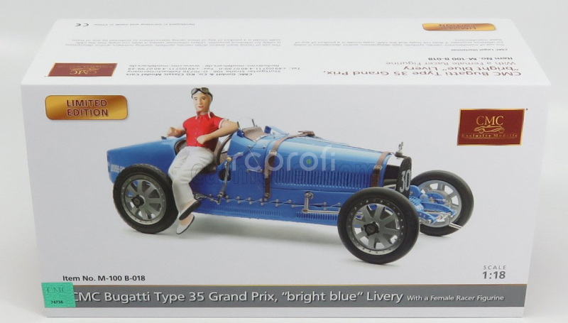 Cmc Bugatti T35 N 30 With Driver Figure 1924 1:18 Blue