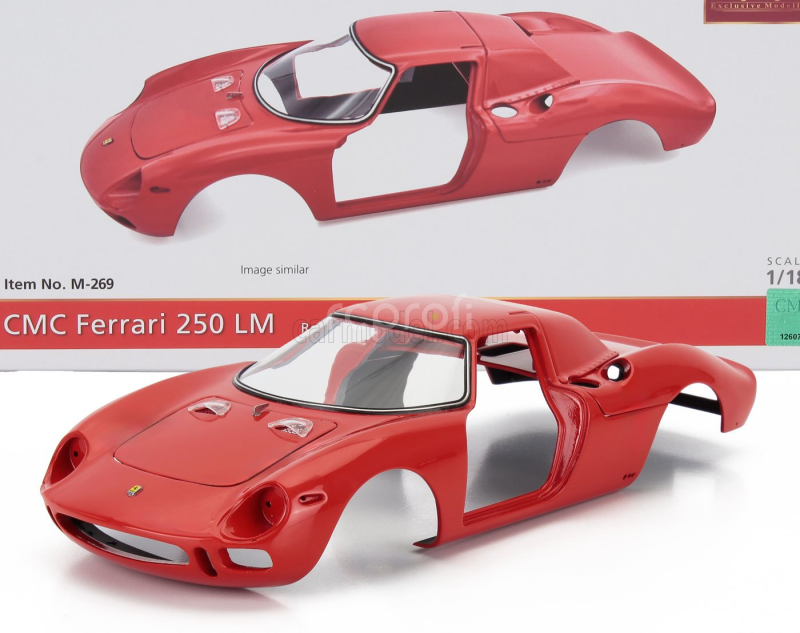 Cmc Ferrari 250lm Car Body + Rolling Chassis 1963 - Con Vetrina - With Showcase 1:18 Red