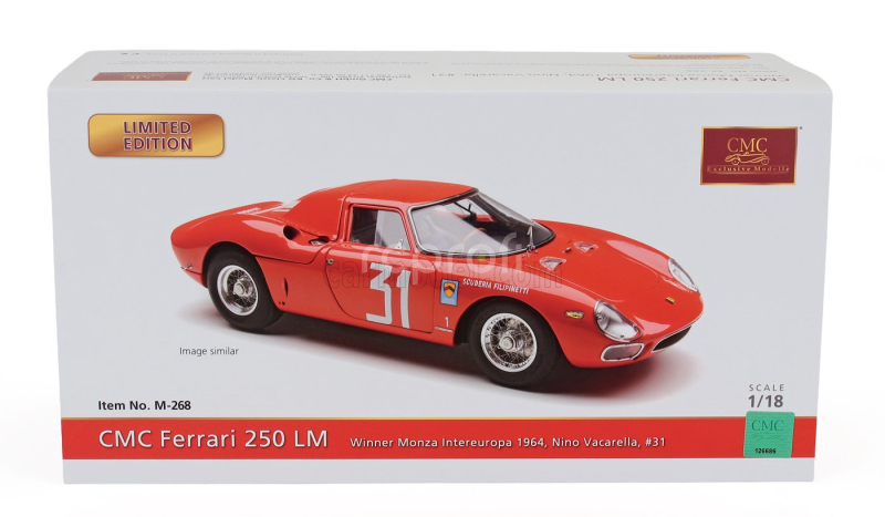 Cmc Ferrari 250lm Ch.n5899 Team Scuderia Filipinetti N 31 Winner Monza 1964 Nino Vaccarella 1:18 Red