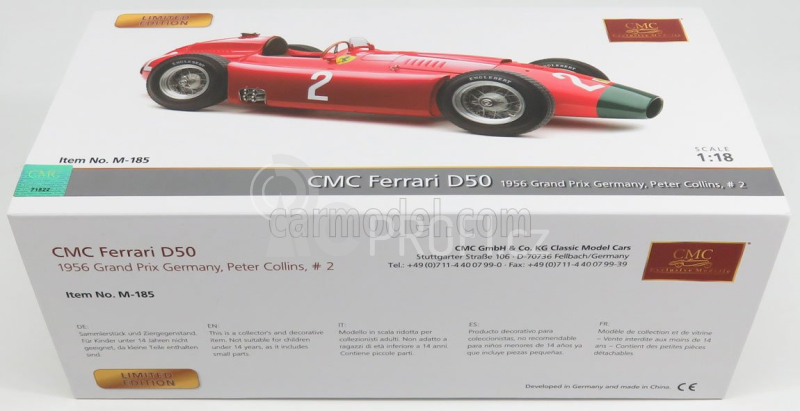Cmc Ferrari F1  D50 Long Nose N 2 German Gp 1956 Collins 1:18 Červená Zelená